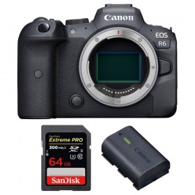 Canon R6 Nu + SanDisk 64GB Extreme PRO UHS-II SDXC 300 MB/s + Canon LP-E6NH - Appareil Photo Hybride