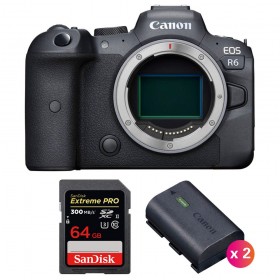 Canon R6 Nu + SanDisk 64GB Extreme PRO UHS-II SDXC 300 MB/s + 2 Canon LP-E6NH - Appareil Photo Hybride