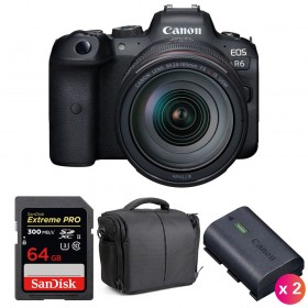 Canon R6 + RF 24-105mm f/4L IS USM + SanDisk 64GB Extreme PRO UHS-II SDXC 300 MB/s + 2 LP-E6NH + Bolsa
