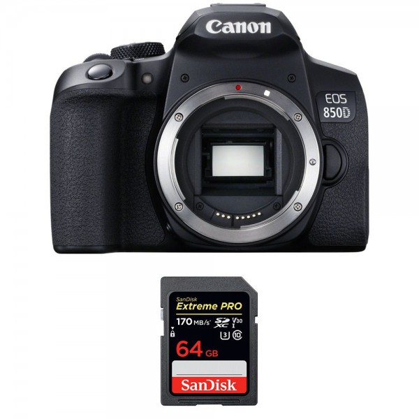 Canon 850D Nu + SanDisk 64GB Extreme UHS-I SDXC 170 MB/s - Appareil photo Reflex
