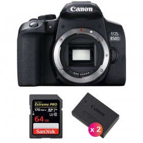 Canon EOS 850D Body + SanDisk 64GB Extreme UHS-I SDXC 170 MB/s + 2 Canon LP-E17