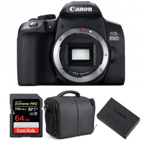 Canon EOS 850D Body + SanDisk 64GB Extreme UHS-I SDXC 170 MB/s + Canon LP-E17 + Camera Bag