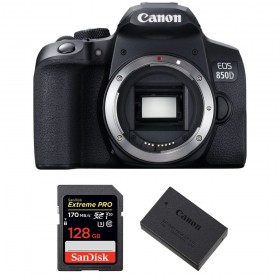 Canon 850D Nu + SanDisk 128GB Extreme UHS-I SDXC 170 MB/s + Canon LP-E17 + Sac
