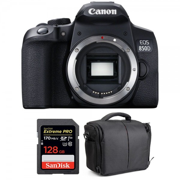 Canon 850D Nu + SanDisk 128GB Extreme UHS-I SDXC 170 MB/s + Sac - Appareil photo Reflex