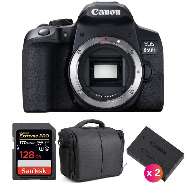 Canon 850D Nu + SanDisk 128GB Extreme UHS-I SDXC 170 MB/s + 2 Canon LP-E17 + Sac - Appareil photo Reflex