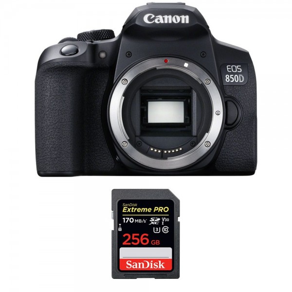 Canon 850D Nu + SanDisk 256GB Extreme UHS-I SDXC 170 MB/s - Appareil photo Reflex