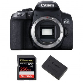 Canon 850D Nu + SanDisk 256GB Extreme UHS-I SDXC 170 MB/s + Canon LP-E17 - Appareil photo Reflex