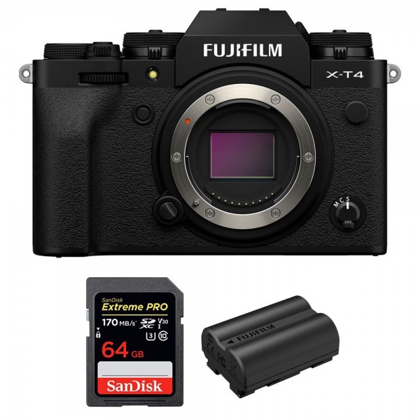 Fujifilm XT4 Nu Noir + SanDisk 64GB UHS-I SDXC 170 MB/s + Fujifilm NP-W235 + Sac