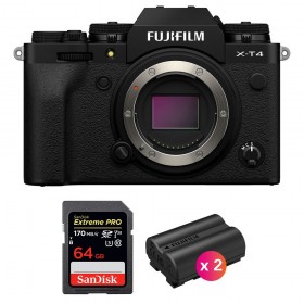 Fujifilm XT4 Cuerpo Negro + SanDisk 64GB UHS-I SDXC 170 MB/s + 2 Fujifilm NP-W235