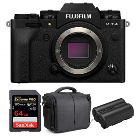 Fujifilm XT4 Cuerpo Negro + SanDisk 64GB UHS-I SDXC 170 MB/s + Fujifilm NP-W235 + Bolsa - Cámara mirrorless