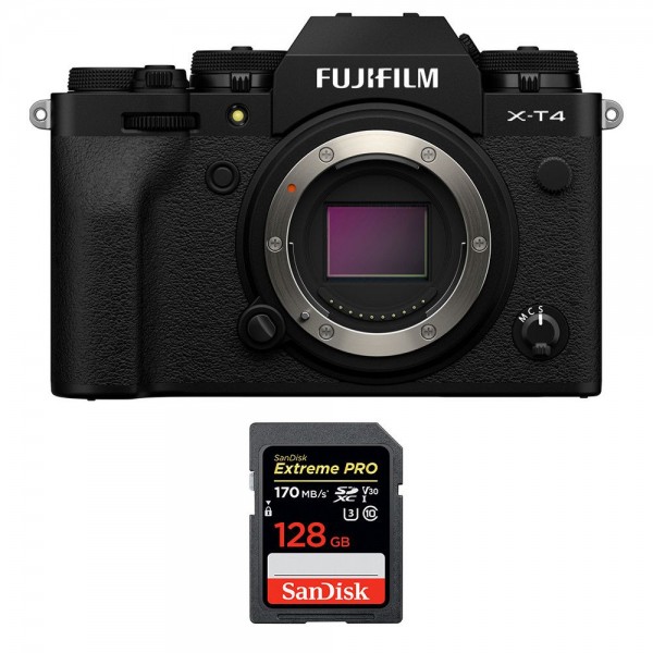Fujifilm XT4 Nu Noir + SanDisk 128GB UHS-I SDXC 170 MB/s - Appareil Photo Hybride