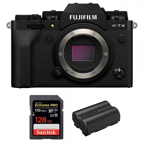 Fujifilm XT4 Nu Noir + SanDisk 128GB UHS-I SDXC 170 MB/s + Fujifilm NP-W235 + Sac