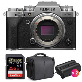 Fujifilm XT4 Nu Silver + SanDisk 256GB UHS-I SDXC 170 MB/s + 2 Fujifilm NP-W235 + Sac - Appareil Photo Hybride