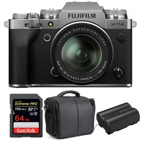 Fujifilm XT4 Silver + XF 18-55mm F2.8-4 R LM OIS + SanDisk 64GB UHS-I SDXC 170 MB/s + NP-W235 + Sac - Appareil Photo Hybride