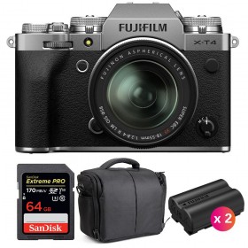 Fujifilm XT4 Silver + XF 18-55mm F2.8-4 R LM OIS + SanDisk 64GB UHS-I SDXC 170 MB/s + 2 NP-W235 + Sac - Appareil Photo Hybride