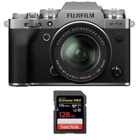 Fujifilm XT4 Silver + XF 18-55mm F2.8-4 R LM OIS + SanDisk 128GB UHS-I SDXC 170 MB/s - Appareil Photo Hybride