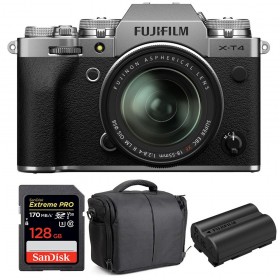 Fujifilm XT4 Silver + XF 18-55mm F2.8-4 R LM OIS + SanDisk 128GB UHS-I SDXC 170 MB/s + NP-W235 + Sac - Appareil Photo Hybride