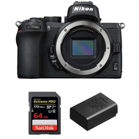 Nikon Z50 Cuerpo + SanDisk 64GB Extreme Pro UHS-I SDXC 170 MB/s + Nikon EN-EL25 - Cámara mirrorless