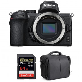 Nikon Z50 Nu + SanDisk 64GB Extreme Pro UHS-I SDXC 170 MB/s + Sac - Appareil Photo Hybride