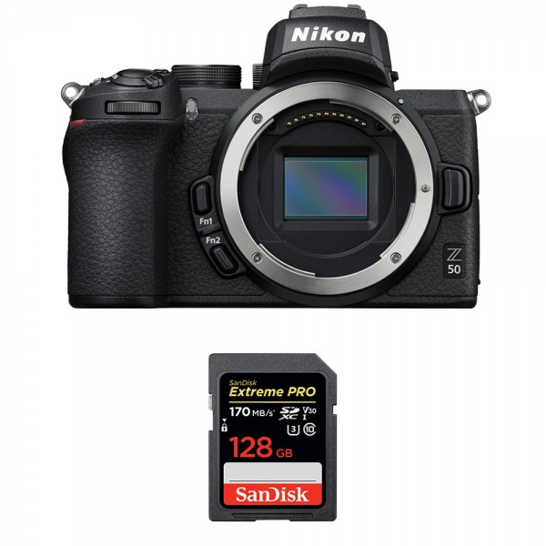 Nikon Z50 Nu + SanDisk 128GB Extreme Pro UHS-I SDXC 170 MB/s - Appareil Photo Hybride