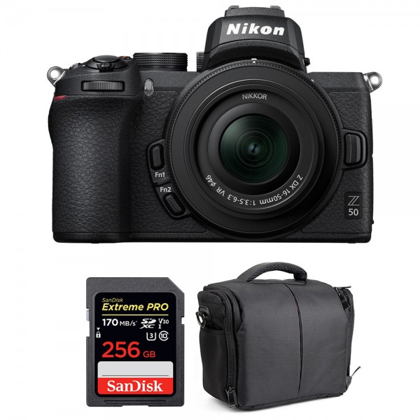 Nikon Z50 + 16-50mm F3.5-6.3 VR + SanDisk 256GB Extreme Pro UHS-I SDXC 170 MB/s + Sac - Appareil Photo Hybride