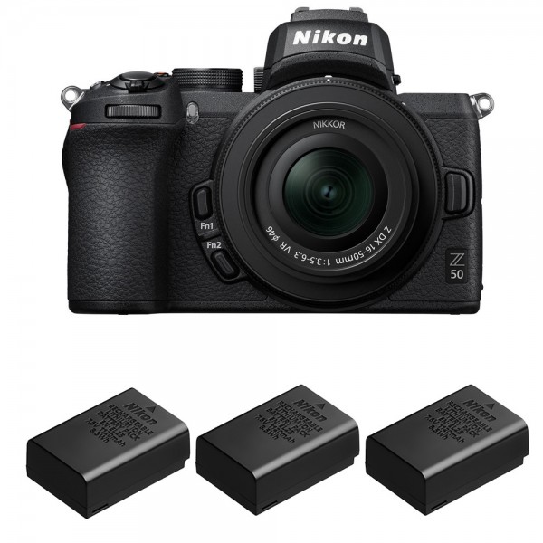 Nikon Z50 + 16-50mm f/3.5-6.3 VR + 3 Nikon EN-EL25 - Cámara mirrorless