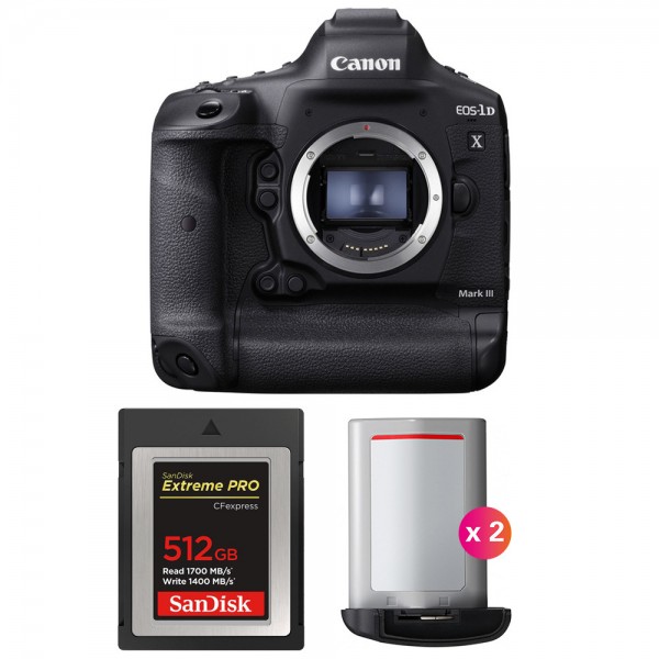 Canon 1DX Mark III + SanDisk 512GB Extreme PRO CFexpress Type B + 2 Canon LP-E19 - Appareil photo Reflex Professionnel