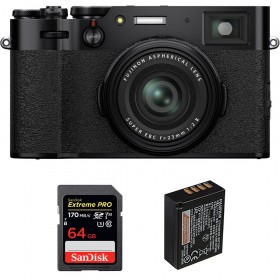 Fujifilm X100V Noir + SanDisk 64GB Extreme Pro UHS-I SDXC 170 MB/s + Fujifilm NP-W126S - Appareil Compact Expert