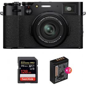 Fujifilm X100V Noir + SanDisk 128GB Extreme Pro UHS-I SDXC 170 MB/s + 2 Fujifilm NP-W126S - Appareil Compact Expert