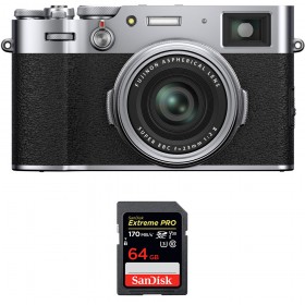 Fujifilm X100V Silver + SanDisk 64GB Extreme Pro UHS-I SDXC 170 MB/s - Appareil Compact Expert