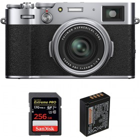 Fujifilm X100V Silver + SanDisk 256GB Extreme Pro UHS-I SDXC 170 MB/s + Fujifilm NP-W126S - Appareil Compact Expert