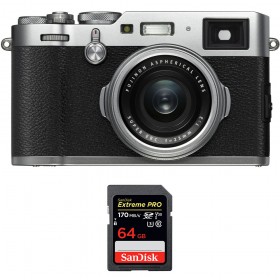 Fujifilm X100F Silver + SanDisk 64GB Extreme Pro UHS-I SDXC 170 MB/s - Appareil Compact Expert