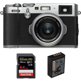 Fujifilm X100F Silver + SanDisk 64GB Extreme Pro UHS-I SDXC 170 MB/s + Fujifilm NP-W126S + Sac