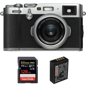 Fujifilm X100F Silver + SanDisk 128GB Extreme Pro UHS-I SDXC 170 MB/s + Fujifilm NP-W126S - Appareil Compact Expert