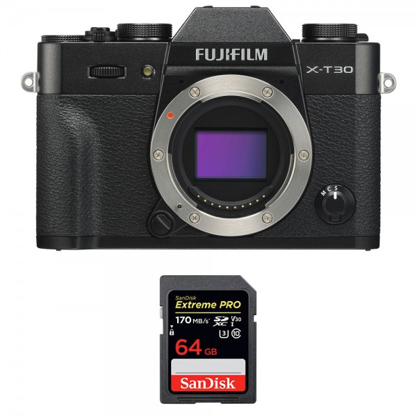 Fujifilm XT30 Noir + SanDisk 64GB Extreme Pro UHS-I SDXC 170 MB/s - Appareil Photo Hybride