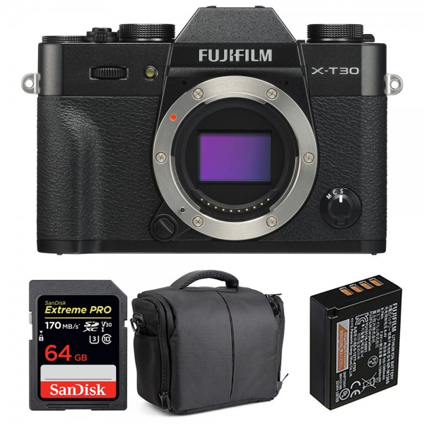 Fujifilm XT30 Noir + SanDisk 64GB Extreme Pro UHS-I SDXC 170 MB/s + Fujifilm NP-W126S + Sac - Appareil Photo Hybride