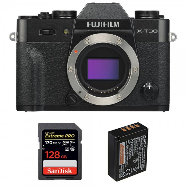 Fujifilm XT30 Noir + SanDisk 128GB Extreme Pro UHS-I SDXC 170 MB/s + Fujifilm NP-W126S - Appareil Photo Hybride