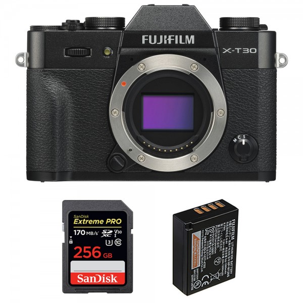 Fujifilm XT30 Noir + SanDisk 256GB Extreme Pro UHS-I SDXC 170 MB/s + Fujifilm NP-W126S - Appareil Photo Hybride