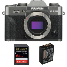 Fujifilm XT30 Charcoal + SanDisk 64GB Extreme Pro UHS-I SDXC 170 MB/s + Fujifilm NP-W126S - Appareil Photo Hybride