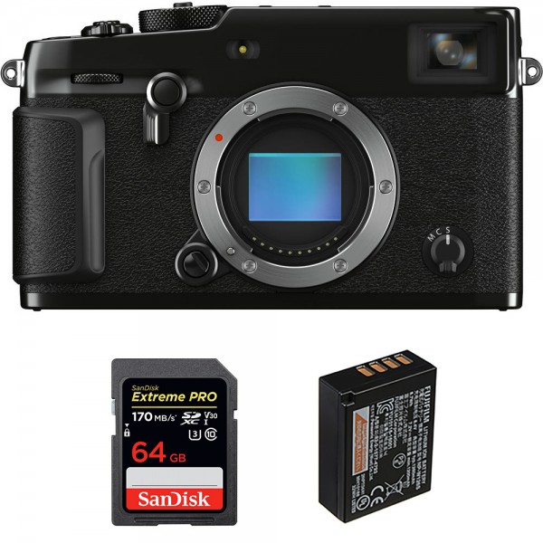 Fujifilm XPro3 Nu Noir + SanDisk 64GB Extreme Pro UHS-I SDXC 170 MB/s + Fujifilm NP-W126S - Appareil Photo Hybride