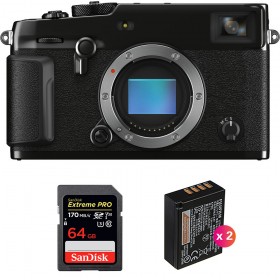 Fujifilm XPro 3 Nu Noir + SanDisk 64GB Extreme Pro UHS-I SDXC 170 MB/s + 2 Fujifilm NP-W126S - Appareil Photo Hybride