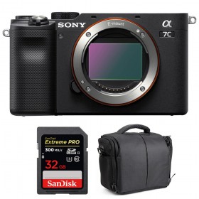 Sony A7C Cuerpo Negro + SanDisk 32GB Extreme PRO UHS-II SDXC 300 MB/s + Bolsa - Cámara mirrorless