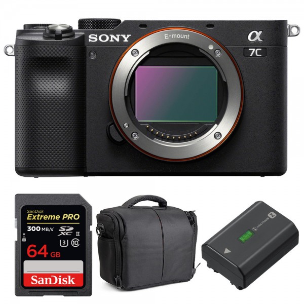 Sony A7C Nu Noir + SanDisk 64GB Extreme PRO UHS-II SDXC 300 MB/s + Sony NP-FZ100 + Sac - Appareil Photo Hybride