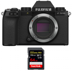 Fujifilm X-S10 ( XS10 ) Nu + SanDisk 64GB Extreme Pro UHS-I SDXC 170 MB/s - Appareil Photo Hybride