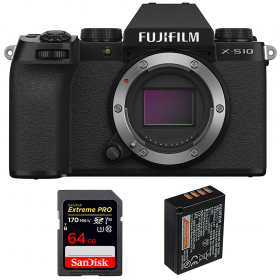 Fujifilm X-S10 ( XS10 ) Nu + SanDisk 64GB Extreme Pro UHS-I SDXC 170 MB/s + Fujifilm NP-W126S - Appareil Photo Hybride