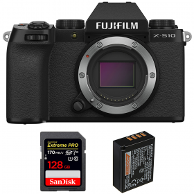 Fujifilm X-S10 ( XS10 ) Nu + SanDisk 128GB Extreme Pro UHS-I SDXC 170 MB/s + Fujifilm NP-W126S - Appareil Photo Hybride