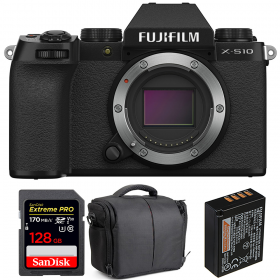 Fujifilm X-S10 ( XS10 ) Nu + SanDisk 128GB Extreme Pro UHS-I SDXC 170 MB/s + Fujifilm NP-W126S  + Sac - Appareil Photo Hybride