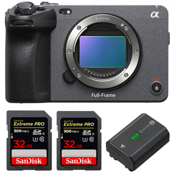Sony FX3 Camera Cinéma + 2 SanDisk 32GB Extreme PRO UHS-II SDXC 300 MB/s + 1 Sony NP-FZ100 - Caméra compacte Plein Format