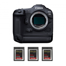 Canon EOS R3 Nu + 3 SanDisk 64GB Extreme PRO CFexpress Type B - Appareil Photo Professionnel