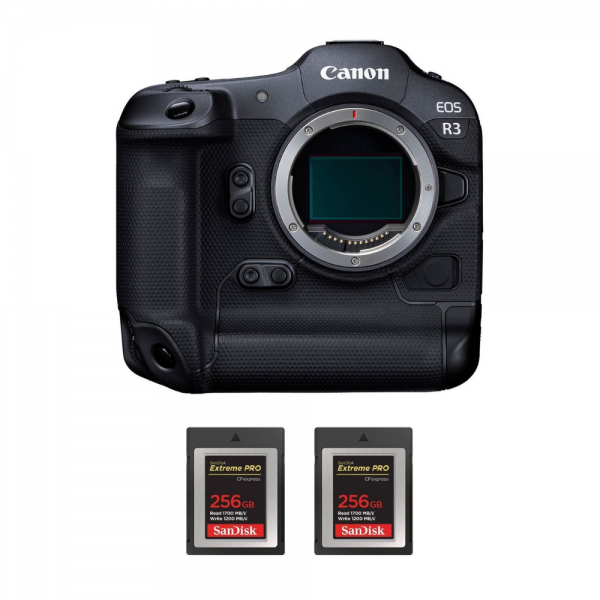 Canon EOS R3 Nu + 2 SanDisk 256GB Extreme PRO CFexpress Type B - Appareil Photo Professionnel